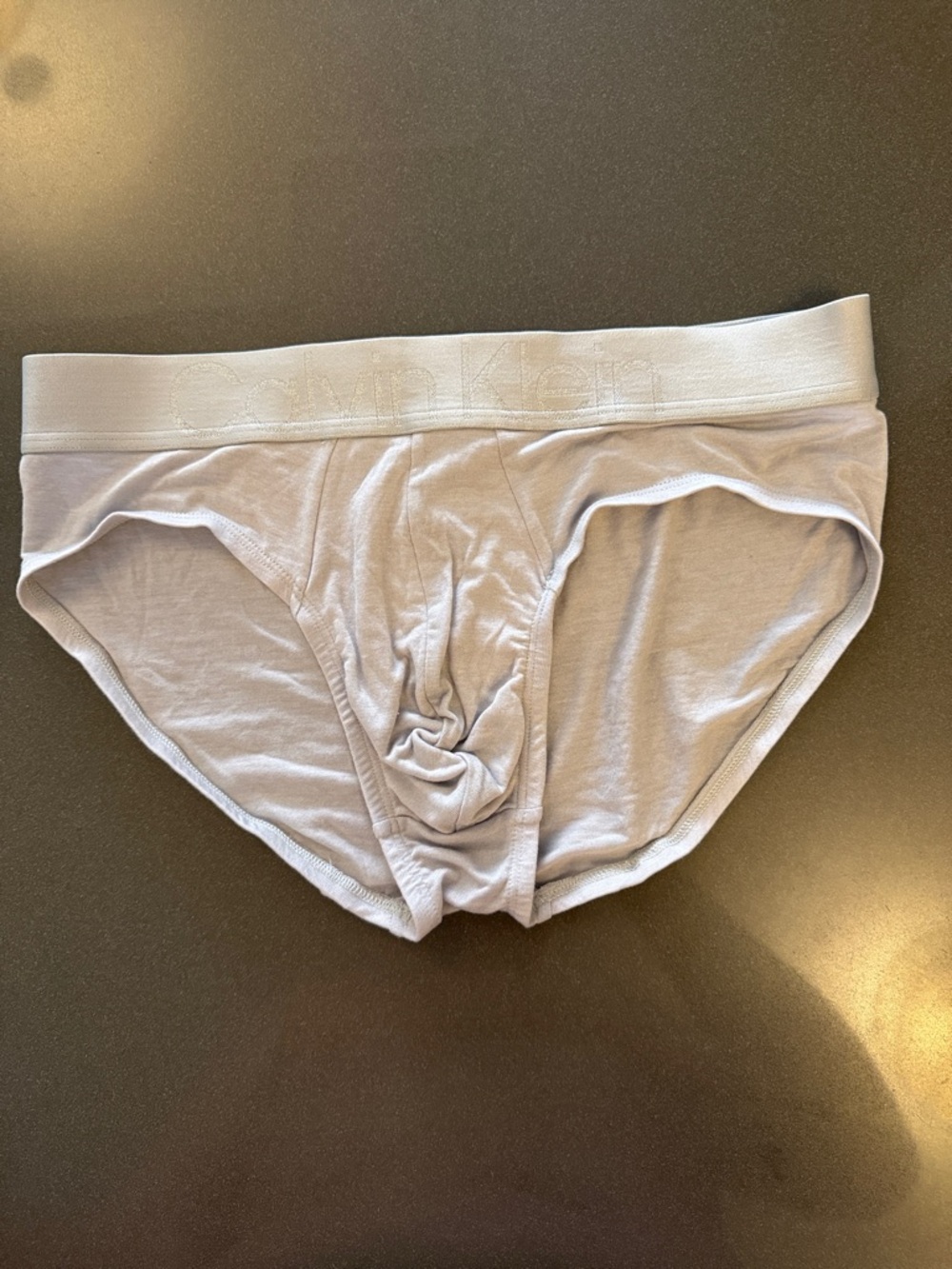 New Calvin Klein Light Gray Men's Hip Briefs. Viscose Blend
